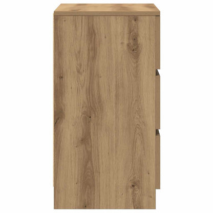 Nachttisch mit 3 Schubladen Artisan-Eiche 39x35x65 cm