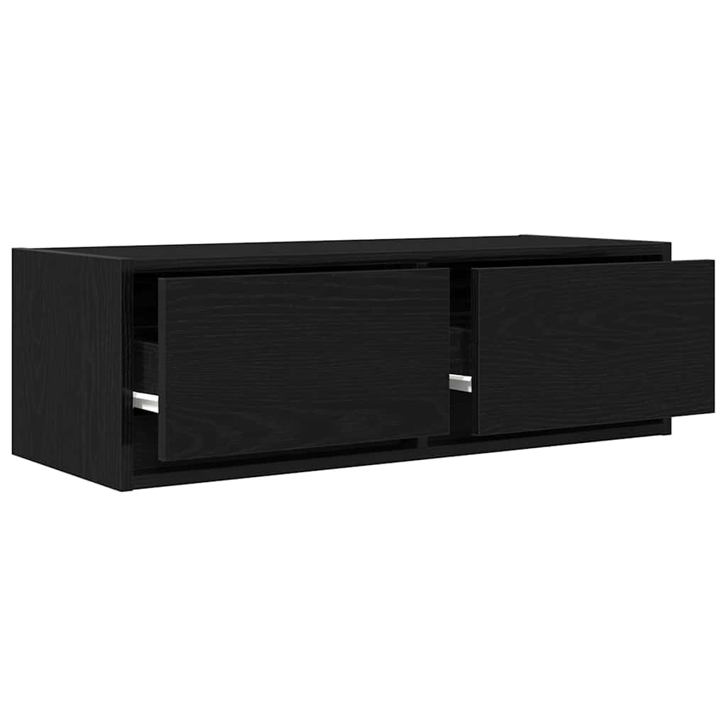 TV-Schrank Schwarz Eichen-Optik 80x31x25,5 cm Holzwerkstoff