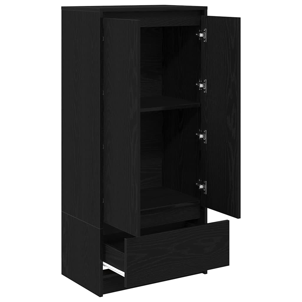 Schrank mit Schublade Schwarz Eichen-Optik 55,5x34x119,5 cm