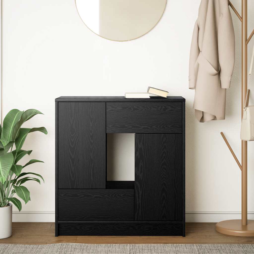 Sideboard mit Schubladen und Türen Schwarz Eichen-Optik