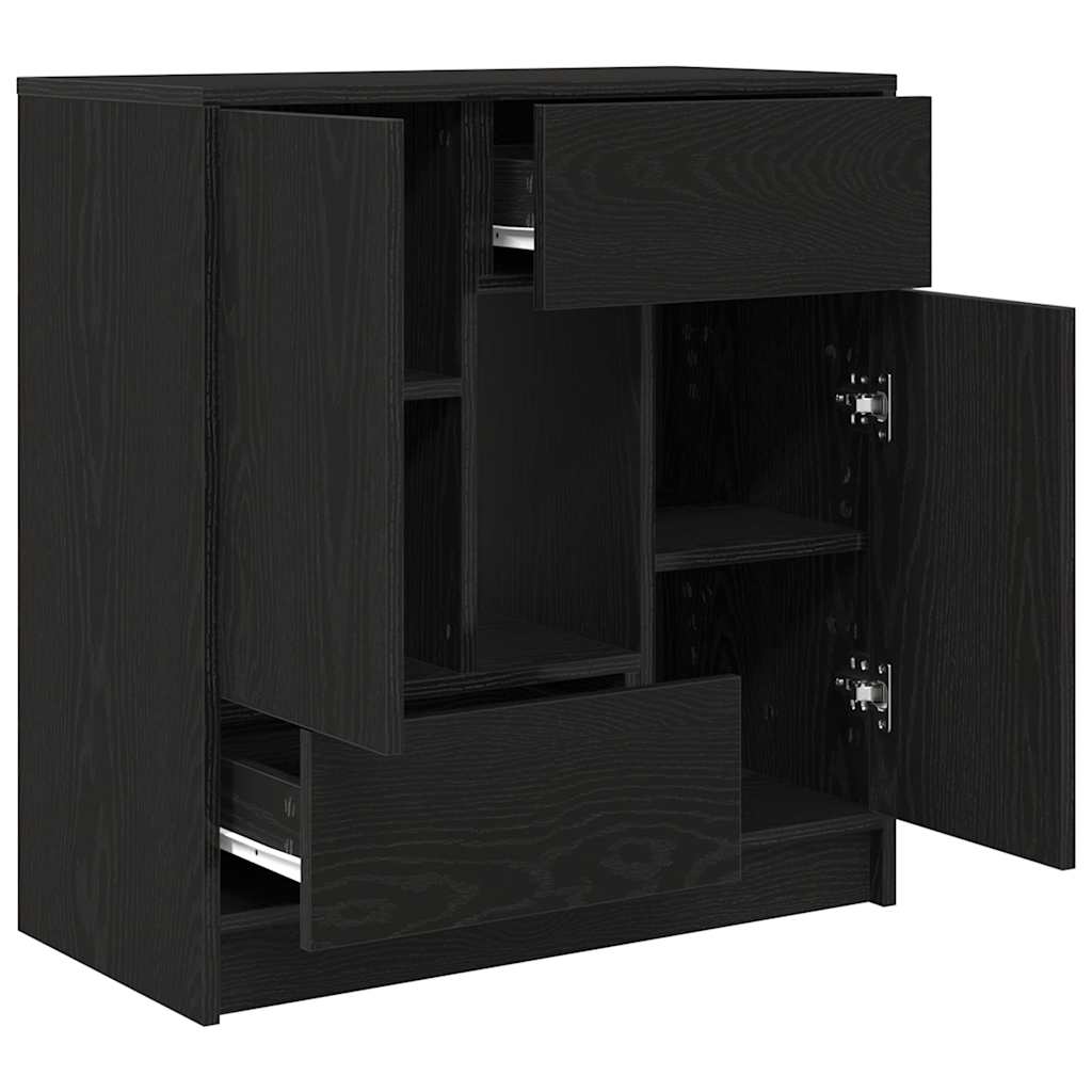 Sideboard mit Schubladen und Türen Schwarz Eichen-Optik