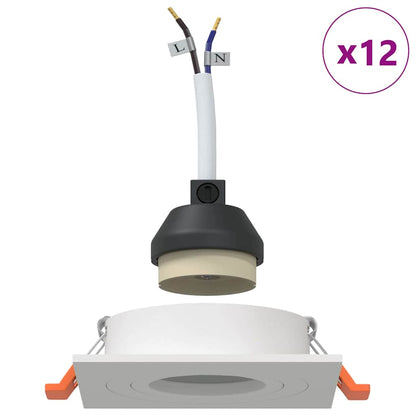 Spotlights mit Strahlern 12 pcs Weiß 9 x 9 x cm Aluminium