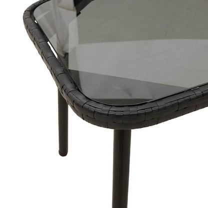 Couchtisch Schwarz 90 x 45 x 43 cm Poly-Rattan, Glas