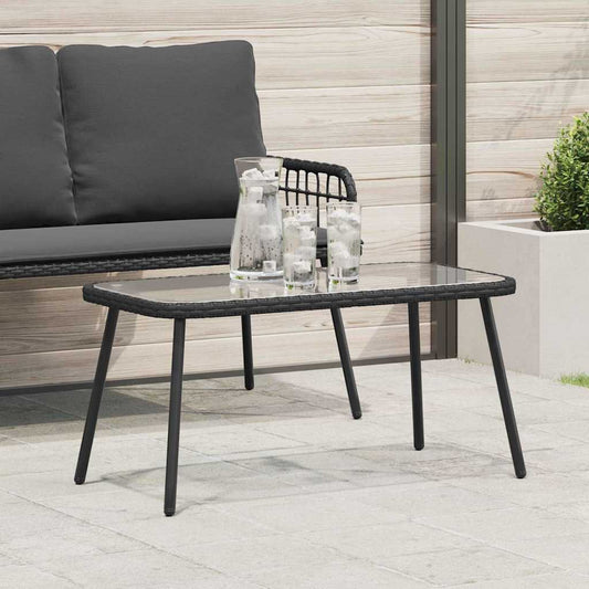Couchtisch Schwarz 90 x 45 x 43 cm Poly-Rattan, Glas