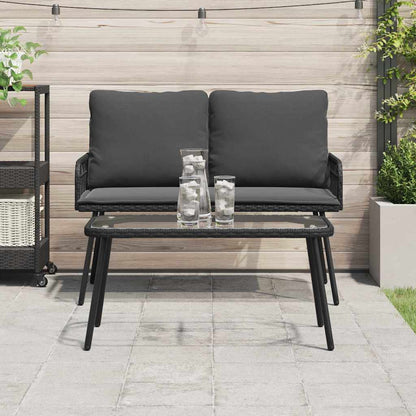Couchtisch Schwarz 90 x 45 x 43 cm Poly-Rattan, Glas