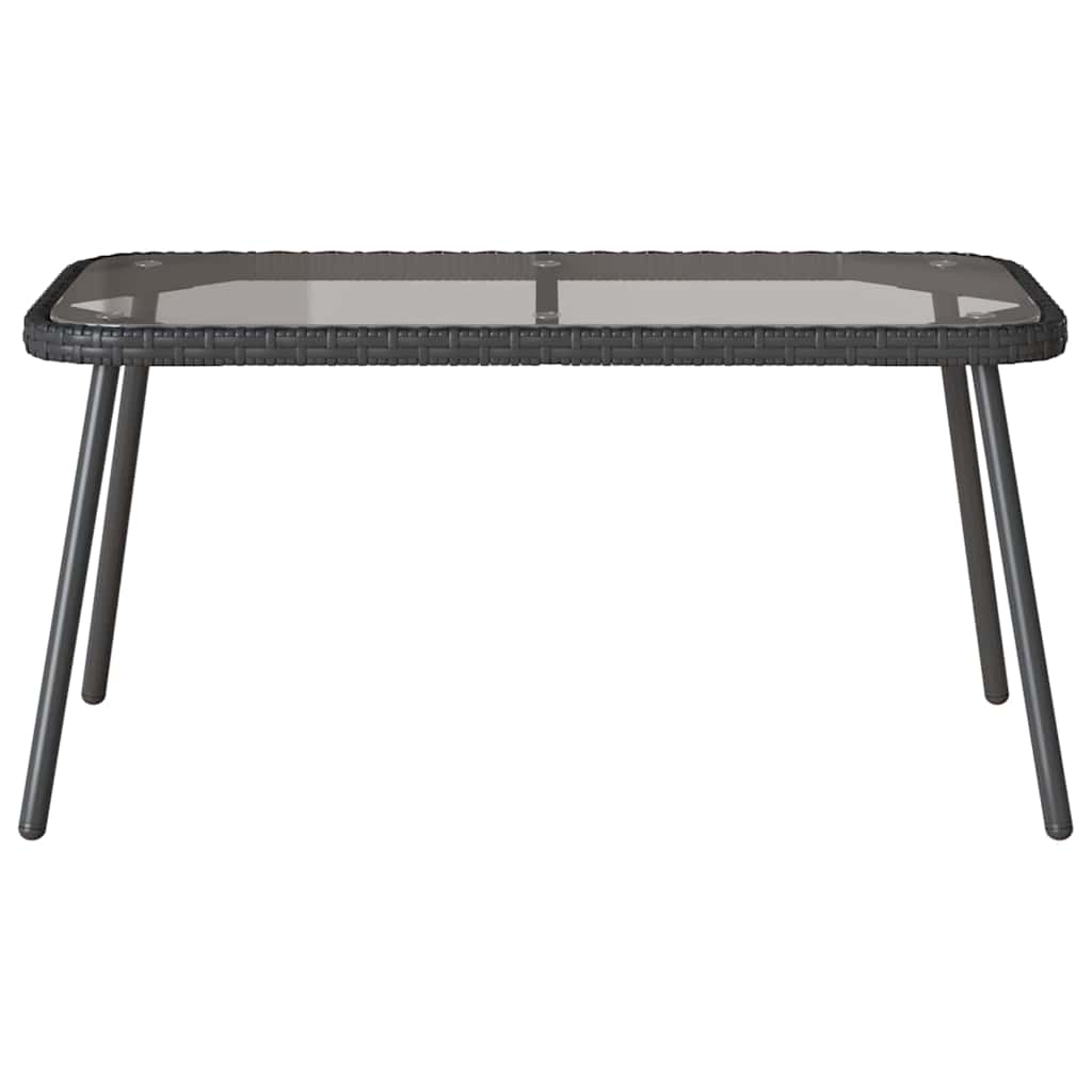 Couchtisch Schwarz 90 x 45 x 43 cm Poly-Rattan, Glas