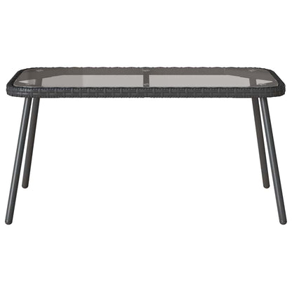 Couchtisch Schwarz 90 x 45 x 43 cm Poly-Rattan, Glas