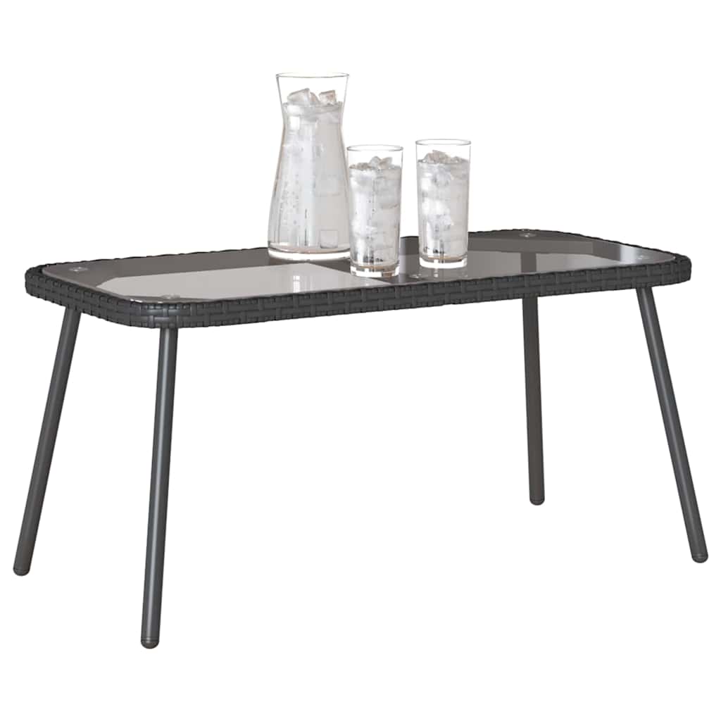 Couchtisch Schwarz 90 x 45 x 43 cm Poly-Rattan, Glas