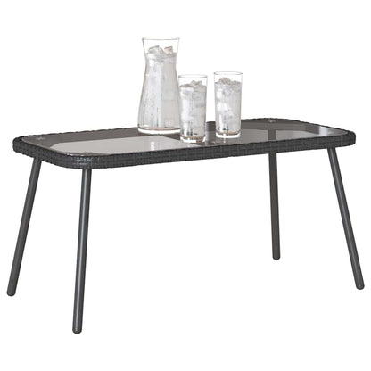 Couchtisch Schwarz 90 x 45 x 43 cm Poly-Rattan, Glas