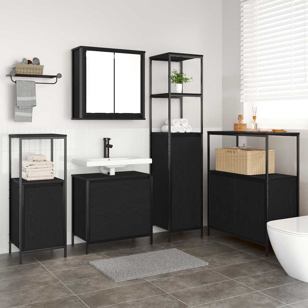 Badezimmermöbel Set mit Regal 5 pcs Schwarz 76,5 x 35 x 95 cm