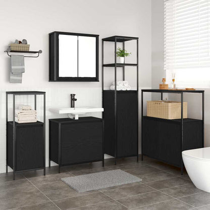 Badezimmermöbel Set mit Regal 5 pcs Schwarz 76,5 x 35 x 95 cm