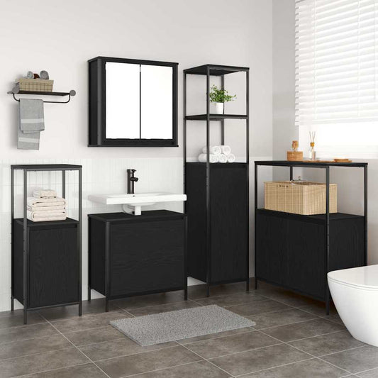 Badezimmermöbel Set mit Regal 5 pcs Schwarz 76,5 x 35 x 95 cm