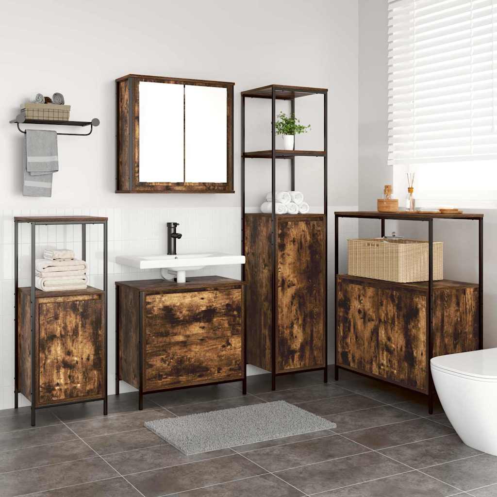 Badezimmermöbel Set 5 pcs Braun 76,5 x 35 x 95 cm Holzwerkstoff