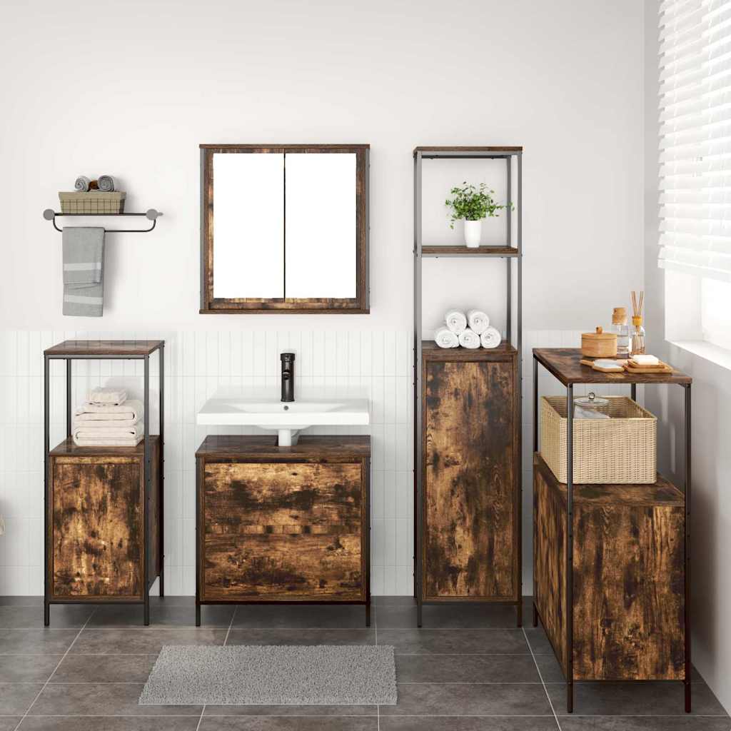 Badezimmermöbel Set 5 pcs Braun 76,5 x 35 x 95 cm Holzwerkstoff