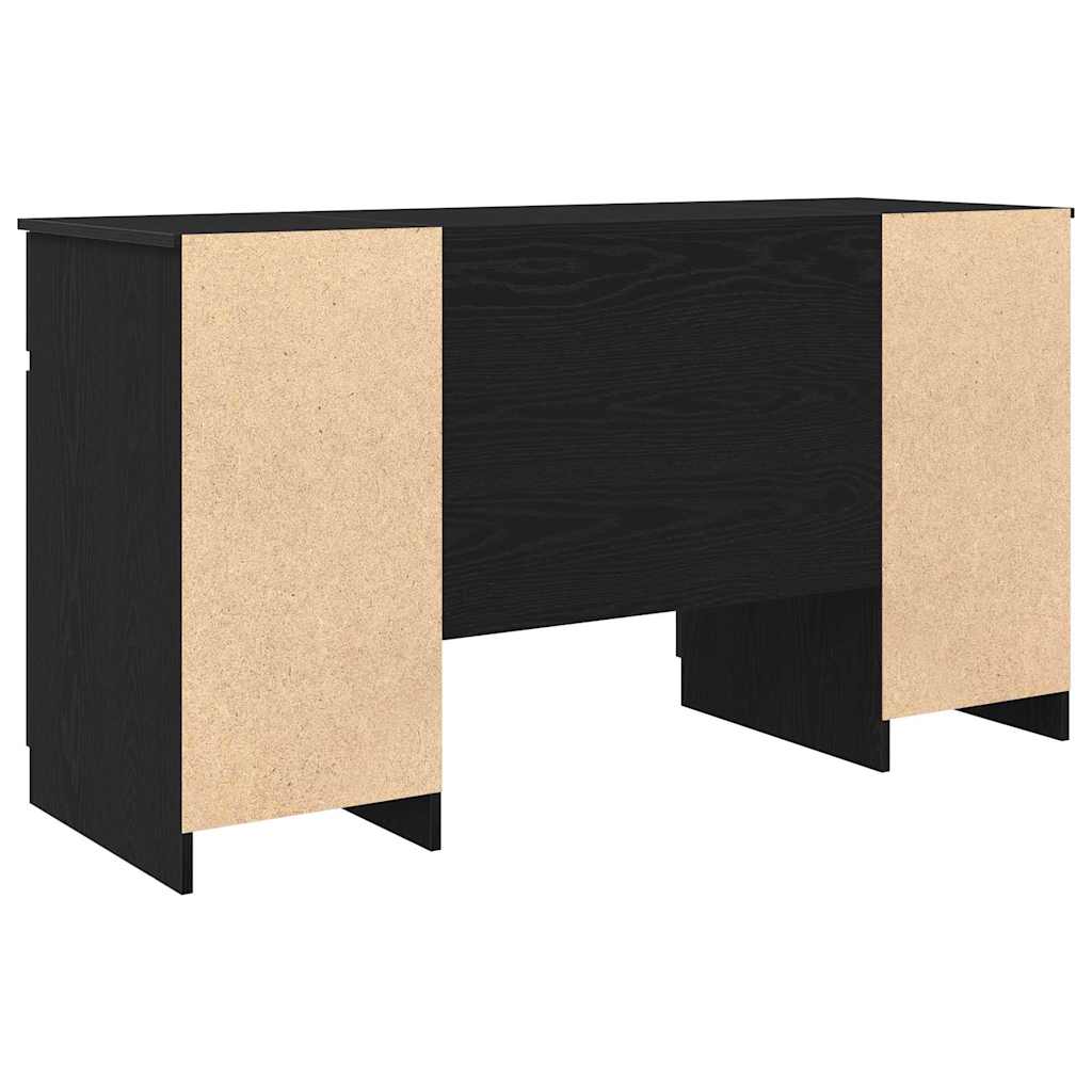 Schreibtisch mit Regal Schwarz Eichen-Optik 140 x 49 x 76 cm