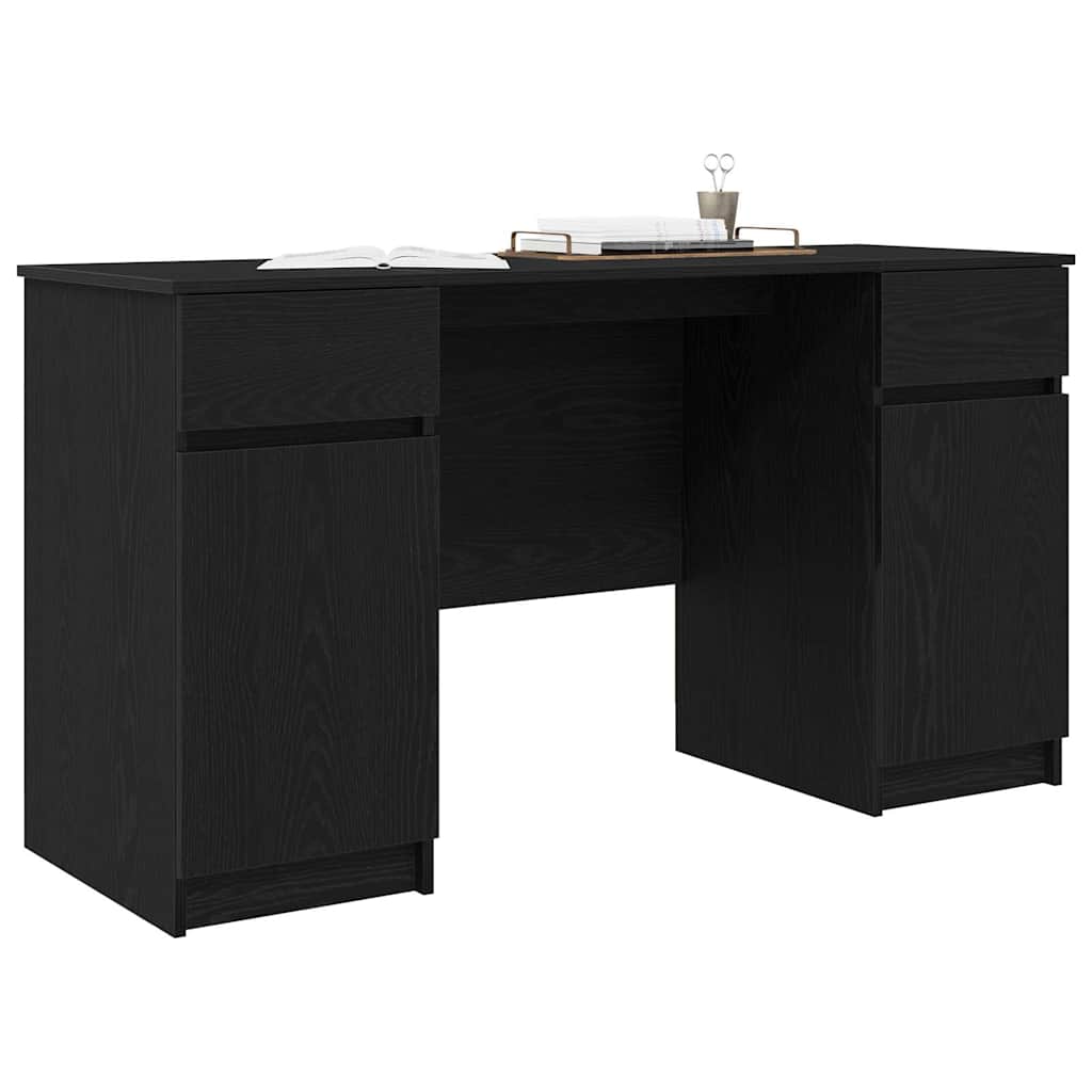 Schreibtisch mit Regal Schwarz Eichen-Optik 140 x 49 x 76 cm