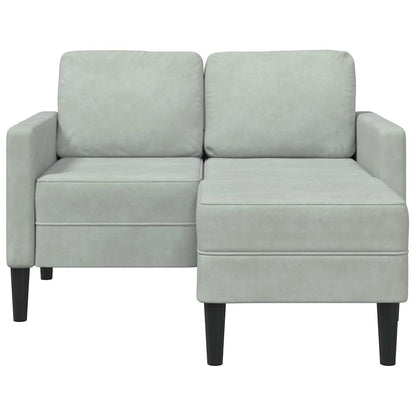 2-Sitzer-Sofa mit Chaiselongue L-Form Hellgrau 125 cm Samt