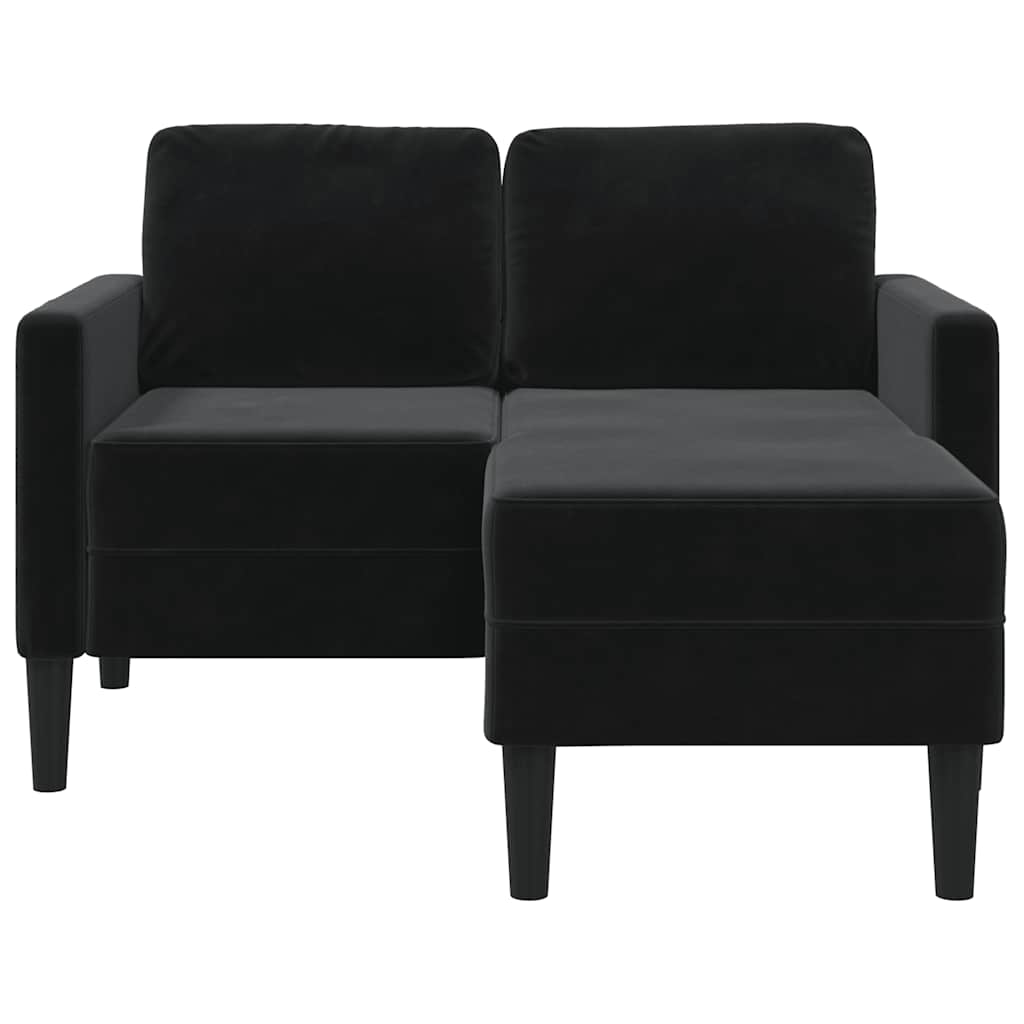 2-Sitzer-Sofa mit Chaiselongue L-förmig Schwarz 125 cm Samt