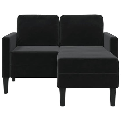2-Sitzer-Sofa mit Chaiselongue L-förmig Schwarz 125 cm Samt
