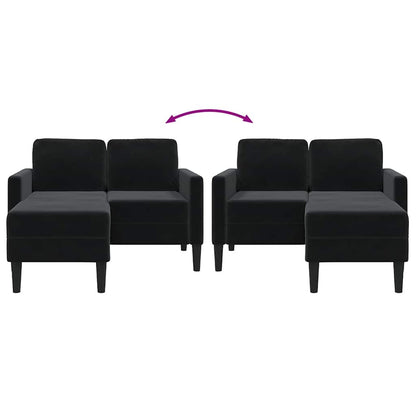 2-Sitzer-Sofa mit Chaiselongue L-förmig Schwarz 125 cm Samt