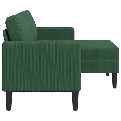 2er-Sofa mit Chaiselongue L-Form Dunkelgrün 125 cm Leinen