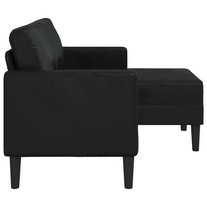 2-Sitzer-Sofa mit Chaiselongue L-förmig Schwarz 125 cm Kunstleder