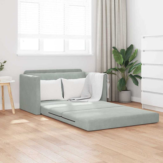 Sofa Bett Hellgrau 124 x 204 x 61 cm Samt