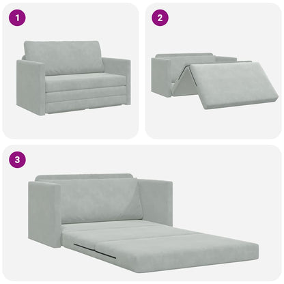 Sofa Bett Hellgrau 124 x 204 x 61 cm Samt