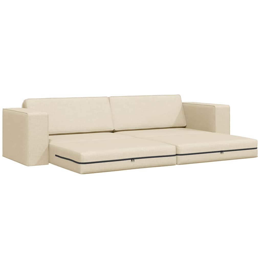 Boden-Sofa-Bett Creme 245 x 78 x 77 cm Stoff