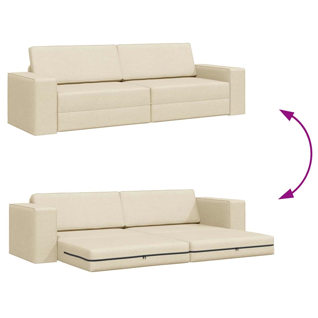 Boden-Sofa-Bett Creme 245 x 78 x 77 cm Stoff