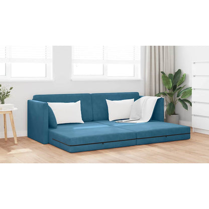 Boden-Sofa-Bett Blau 213 x 76 x 77 cm Samt
