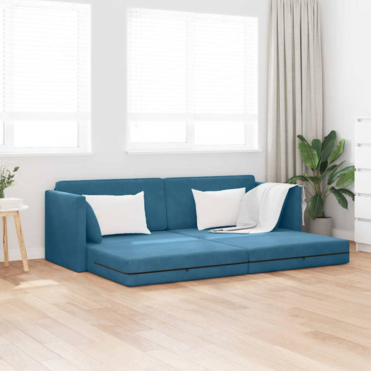 Boden-Sofa-Bett Blau 213 x 76 x 77 cm Samt