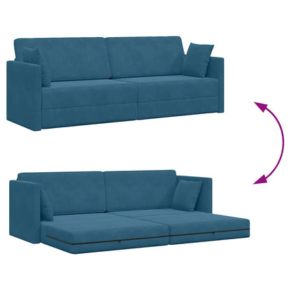 Boden-Sofa-Bett Blau 213 x 76 x 77 cm Samt