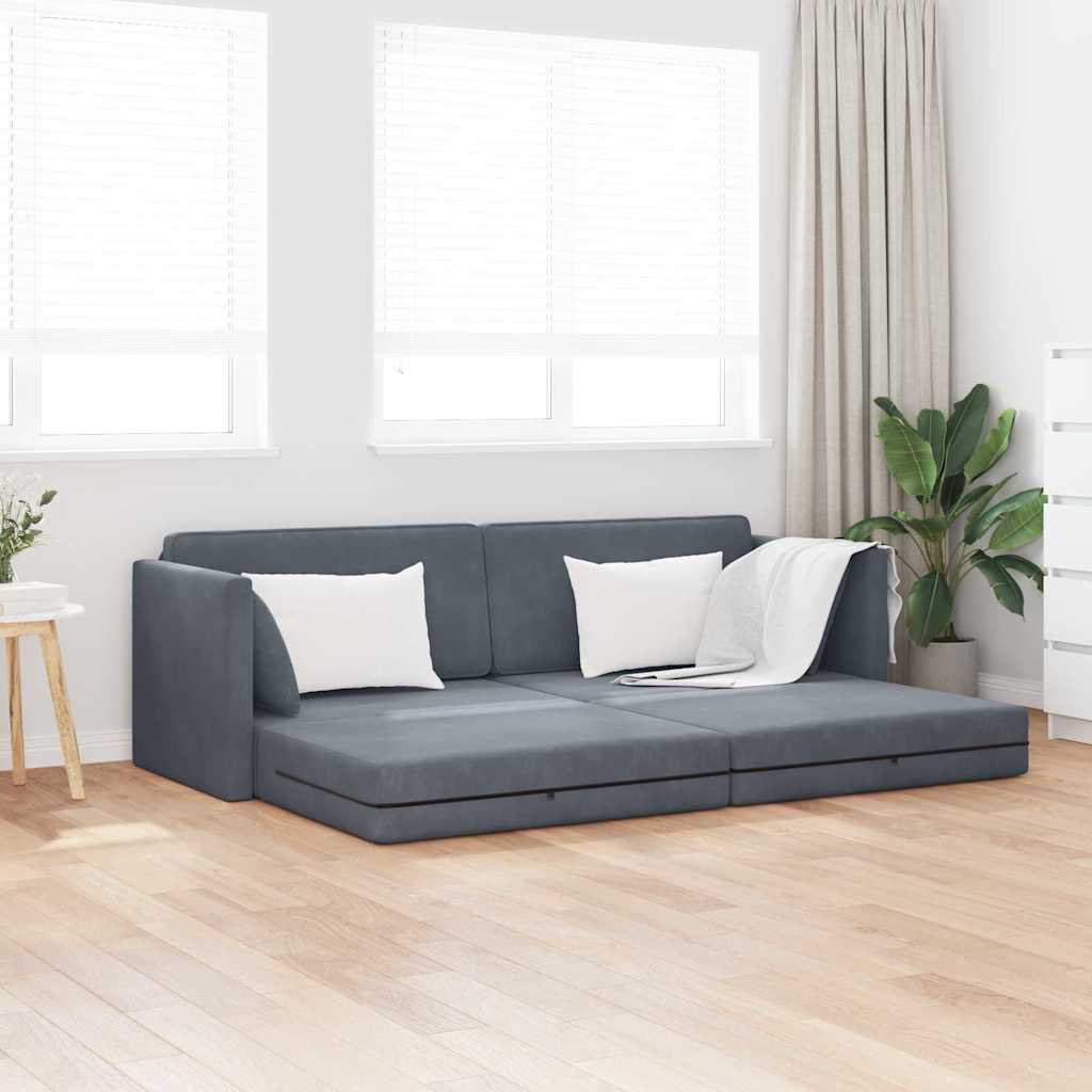 Boden-Sofa-Bett Dunkelgrau 213 x 76 x 77 cm Samt