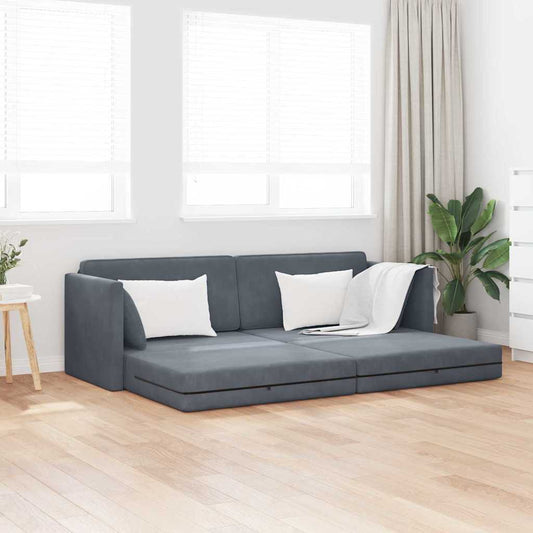 Boden-Sofa-Bett Dunkelgrau 213 x 76 x 77 cm Samt