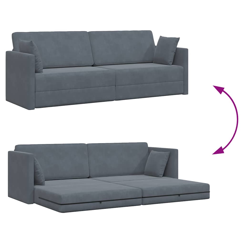 Boden-Sofa-Bett Dunkelgrau 213 x 76 x 77 cm Samt