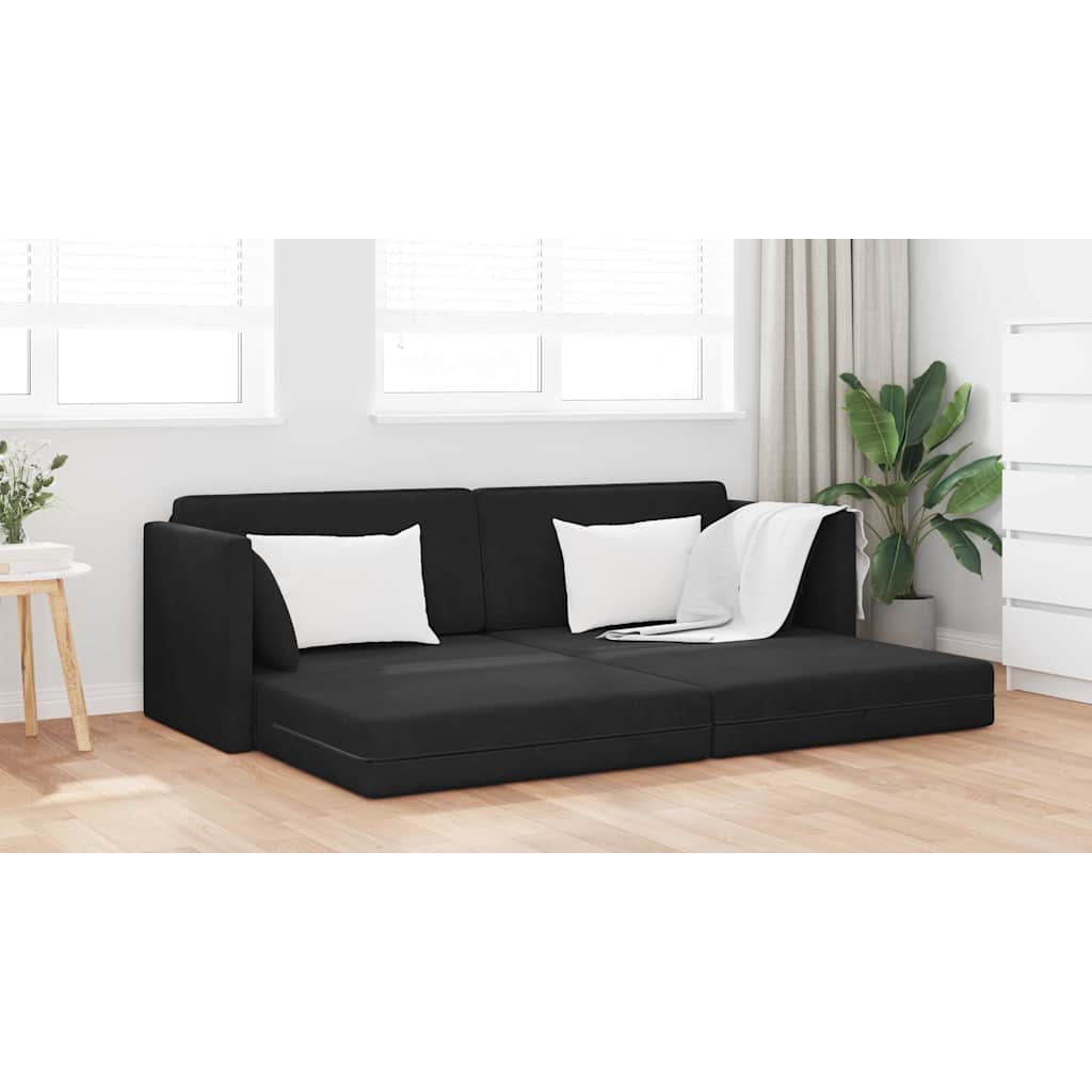 Boden-Sofa-Bett Schwarz 213 x 76 x 77 cm Samt