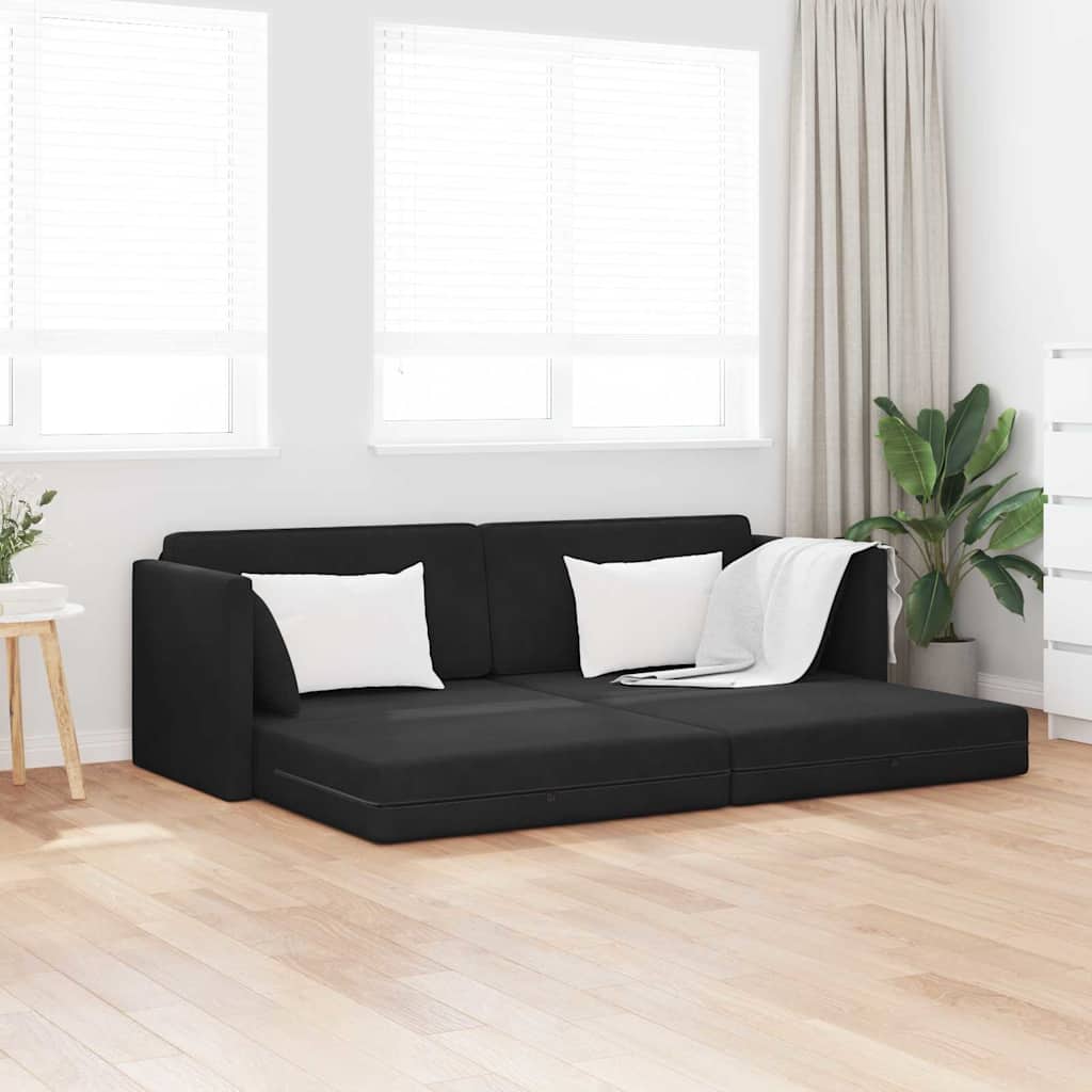 Boden-Sofa-Bett Schwarz 213 x 76 x 77 cm Samt
