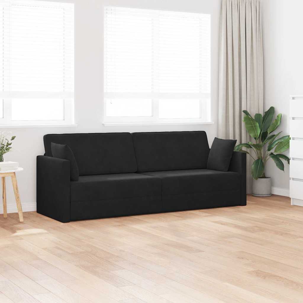 Boden-Sofa-Bett Schwarz 213 x 76 x 77 cm Samt