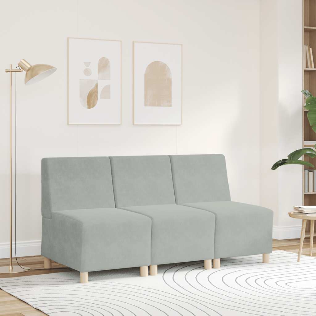 Modulares Sofa ohne Armlehnen Hellgrau 55 cm Samt
