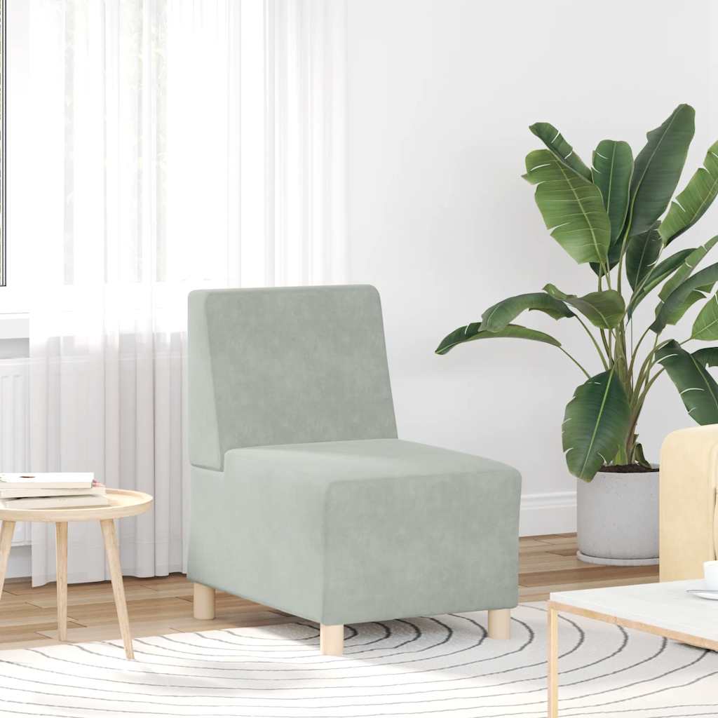 Modulares Sofa ohne Armlehnen Hellgrau 55 cm Samt