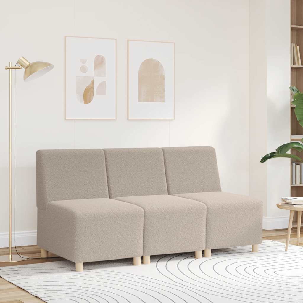 Modulares Sofa ohne Armlehnen Hellgrau 55 cm Gelockter Wollstoff