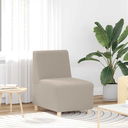 Modulares Sofa ohne Armlehnen Hellgrau 55 cm Gelockter Wollstoff