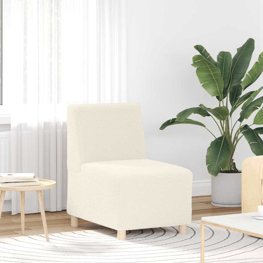Modulares Sofa ohne Armlehnen Creme 55 cm Gelockter Wollstoff