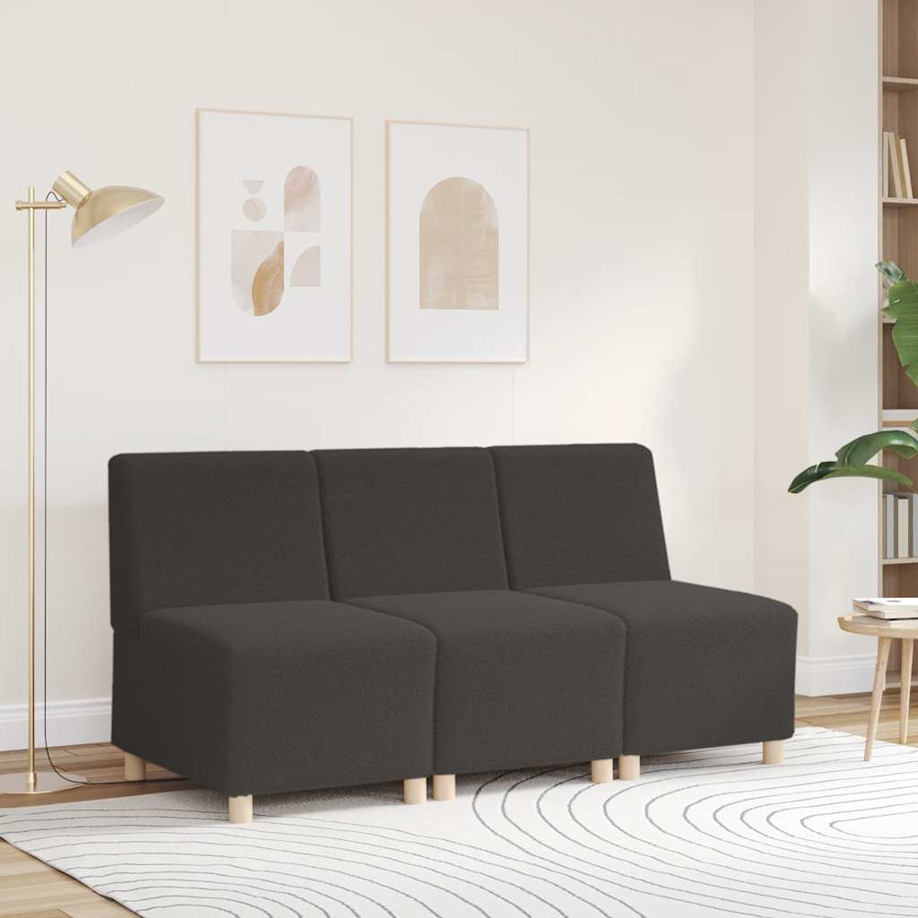 Modulares Sofa ohne Armlehnen Dunkelgrau 55 cm Gelockter Wollstoff