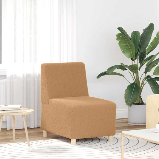 Modulares Sofa ohne Armlehnen Beige 55 cm Gelockter Wollstoff