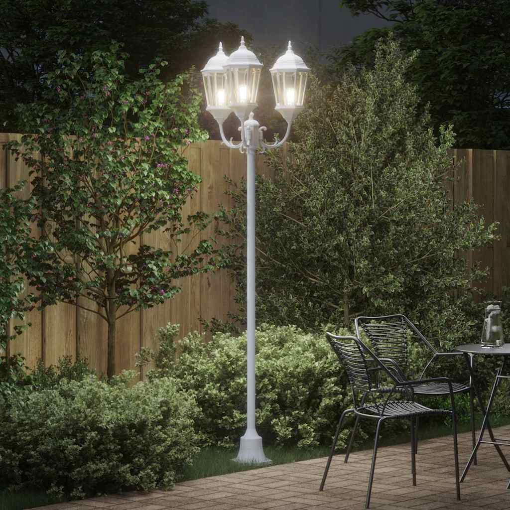 Gartenlichtmast Weiß Aluminium und Glas