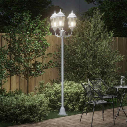 Gartenlichtmast Weiß Aluminium und Glas