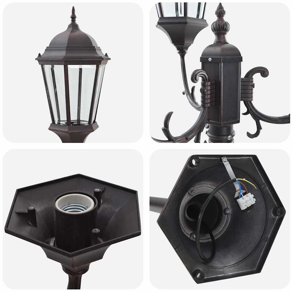 Gartenlichtmast Bronze Aluminium, Glas