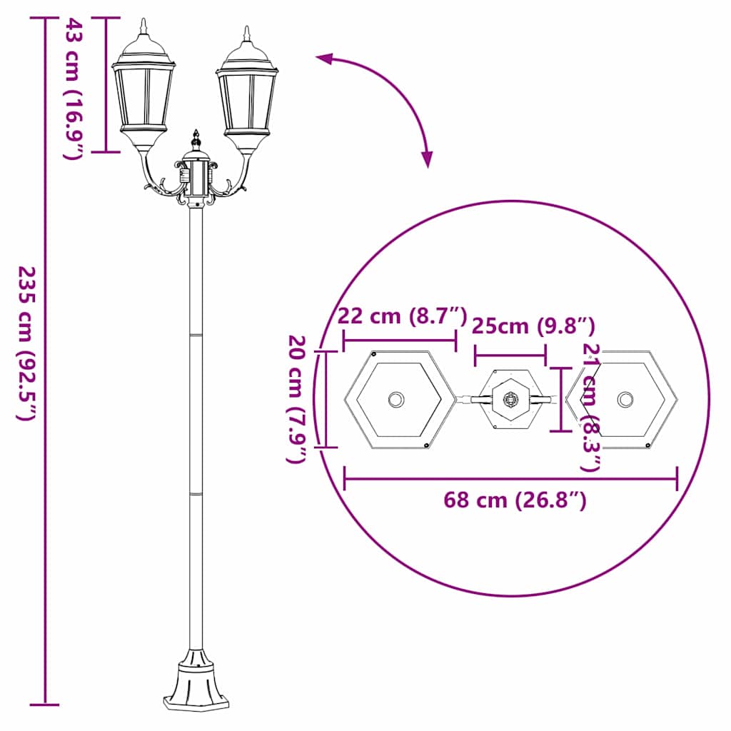 Gartenlichtmast Dunkelgrün Aluminium und Glas